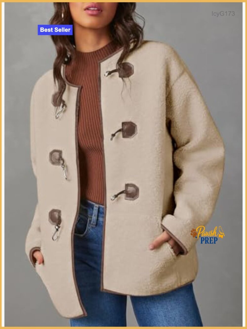 Womens Faux Shearling Color Block Sherpa Jacket Coat - Picture 2 of 6